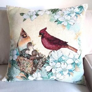 Lena Liu Large 25”x25” Tapestry Pillow Cardinal